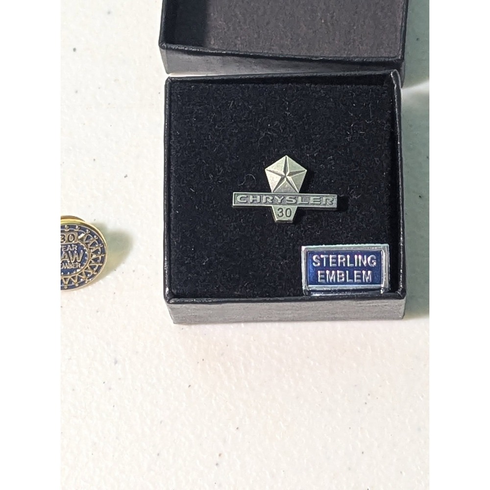 30 Year Chrysler Sterling Silver Tie Pin & 30 Year UAW Lapel Pin - Picture 2 of 16